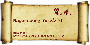 Mayersberg Acsád névjegykártya